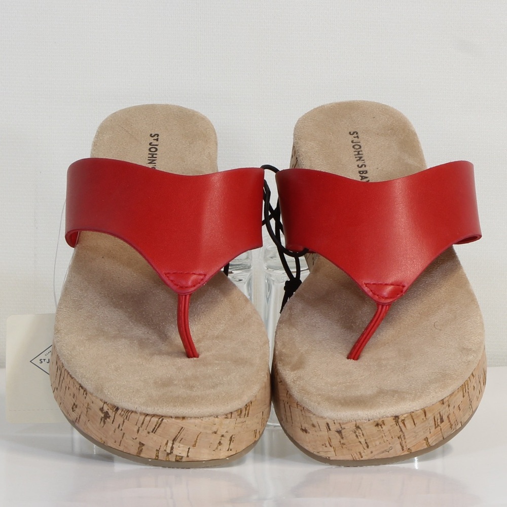 St. John's Bay Salden Red Cork Platform Flip Flop Thong Sandals